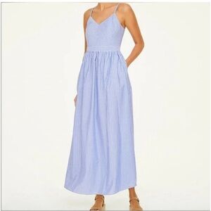 PREPPY Loft blue and white oxford stripe poplin summer dress 10